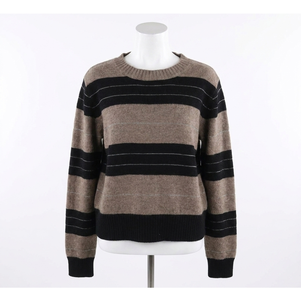 NEW BELLA DAHL fitted crew sweater in frappe stripe
